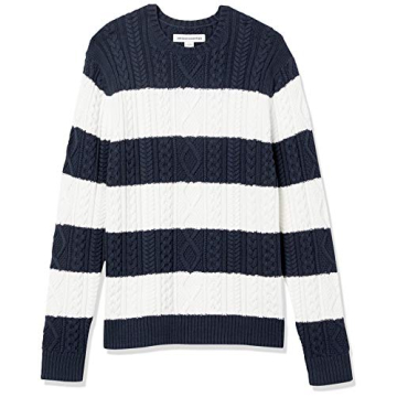 Amazon Essentials Men's Long-Sleeve 100% Cotton Fisherman Cable Crewneck Sweater for Stylish Wear