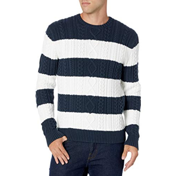 Amazon Essentials Men's 100% Cotton Cable Crewneck Sweater