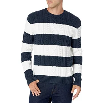 Amazon Essentials Men's 100% Cotton Cable Crewneck Sweater