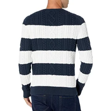 Amazon Essentials Men's 100% Cotton Cable Crewneck Sweater