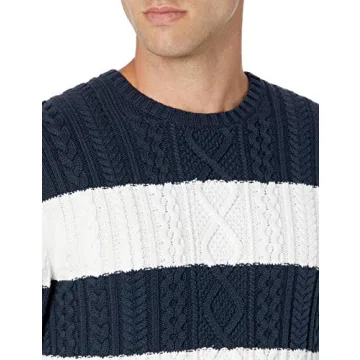 Amazon Essentials Men's 100% Cotton Cable Crewneck Sweater