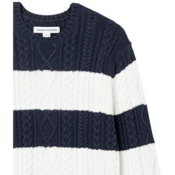 Amazon Essentials Men's 100% Cotton Cable Crewneck Sweater