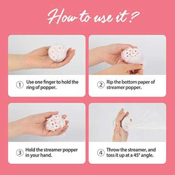 BATTIFE Streamers Poppers for Parties - 20 Pack White