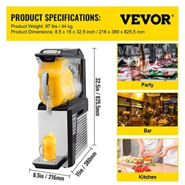 VEVOR Frozen Drink Machine 10L for Slushies and Beverages