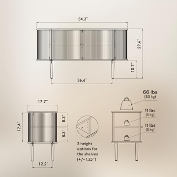 Top WERMO 55'' Sideboard Storage Cabinet for Modern Homes