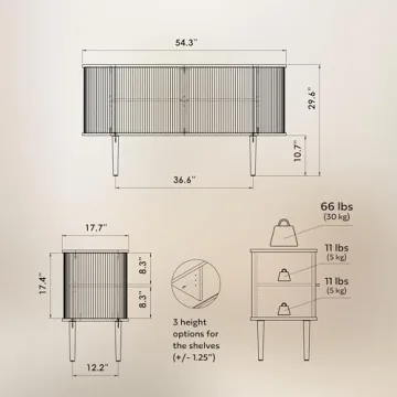 Top WERMO 55'' Sideboard Storage Cabinet for Modern Homes