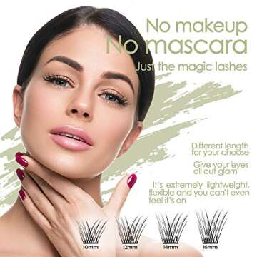 DIY Eyelash Extension, Glue Bonded Band Individual Lash 12 Clusters Natural Lashes Set, Home Eyelash Extension, C curl Lashes Pack (14MM-Natural)