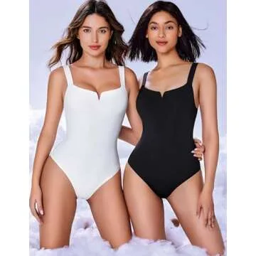Avidlove Bodysuits for Women Square Neck Bodysuit Sexy Body Suits Double Lined One Piece Tank Top Body Suit, Black, XXL