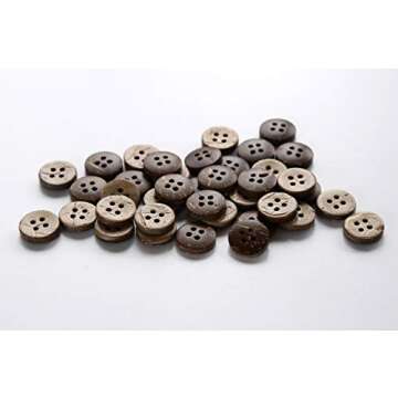 GANSSIA Coconut Shell Buttons Small Size 1/2 Inch (12.5mm) 4 Holes Coconut Button for Shirt Sewing or DIY Crafts Pack of 200pcs