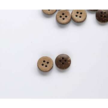 GANSSIA Coconut Shell Buttons Small Size 1/2 Inch (12.5mm) 4 Holes Coconut Button for Shirt Sewing or DIY Crafts Pack of 200pcs