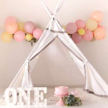 Teepee Tent for Girls, Boys - Deluxe Gift Set with Smores Campfire, Fairy Lights, Quality Fabric | Kids Love Luxury Tents for Indoor Reading Nook, Imaginative Play, Calming Corner