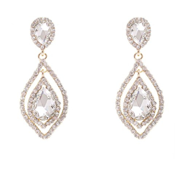 NLCAC Women's Pear Shape Teardrop Crystal Earrings – Stunning Wedding Jewelry