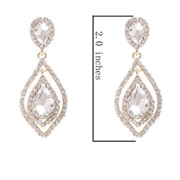 Gorgeous NLCAC Teardrop Crystal Earrings for Weddings