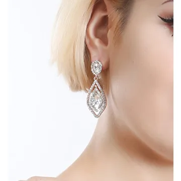 Gorgeous NLCAC Teardrop Crystal Earrings for Weddings
