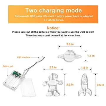 20 LED Children's Room LED String Light Astronaut Spaceship Rocket Pendants Holiday Party Lights Wal...