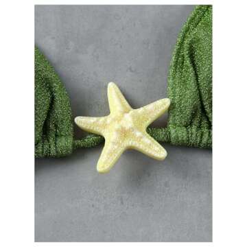 SOLY HUX Women's Sexy Halter Triangle Bikini Set Tie String Swimsuit High Cut Thong Two Piece Bathing Suit Pure Green Medium