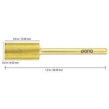 PANA Professional 3/32" Shank Size - Flat Top Large Barrel Gold Carbide Bit Extra Fine Grit - Nail Drill Bit for Dremel Machine