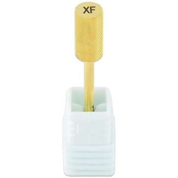 PANA Professional 3/32" Shank Size - Flat Top Large Barrel Gold Carbide Bit Extra Fine Grit - Nail Drill Bit for Dremel Machine