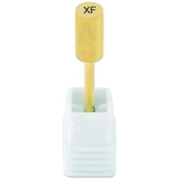 PANA Professional 3/32" Shank Size - Flat Top Large Barrel Gold Carbide Bit Extra Fine Grit - Nail Drill Bit for Dremel Machine