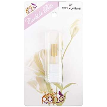 PANA Professional 3/32" Shank Size - Flat Top Large Barrel Gold Carbide Bit Extra Fine Grit - Nail Drill Bit for Dremel Machine