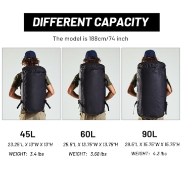 MIER Duffel Backpack 45L with Shoe Compartment, Black