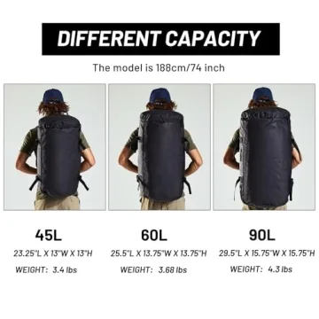 MIER Duffel Backpack 45L with Shoe Compartment, Black