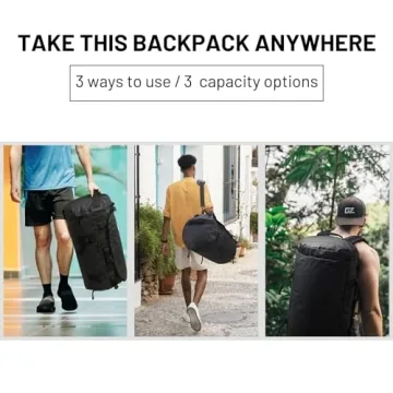 MIER Duffel Backpack 45L with Shoe Compartment, Black