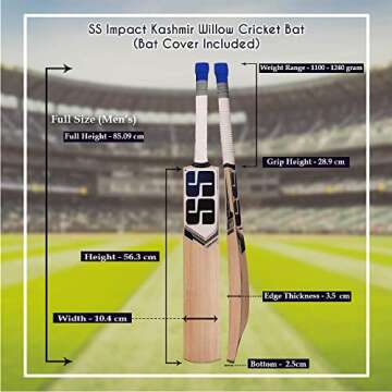 SS Kashmir Willow Cricket Bat for Adult Players