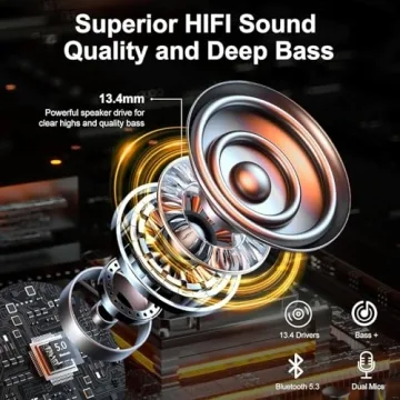 Bluetooth 5.3 Wireless Earbuds with Deep Bass