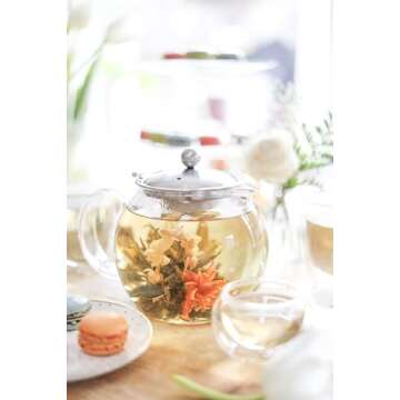 Teabloom All-in-One Glass Teapot and Tea Kettle – Heatproof Borosilicate Glass Tea Maker with Removable Stainless Steel Loose Tea Infuser – Classica Stovetop Tea Pot (40 oz / 1200 ml)