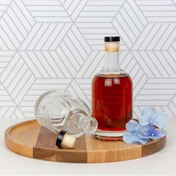 Cornucopia 12-Ounce Clear Glass Liquor Bottles with T-Top Synthetic Corks, 2-Pack