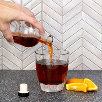 Cornucopia 12-Ounce Clear Glass Liquor Bottles with T-Top Synthetic Corks, 2-Pack