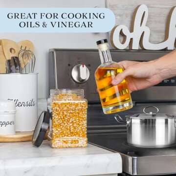 Cornucopia 12-Ounce Clear Glass Liquor Bottles with T-Top Synthetic Corks, 2-Pack