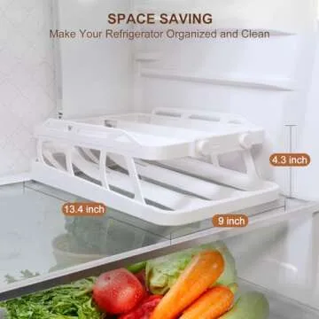 Creative.c Egg Holder for Refrigerator 42 Eggs Storage, 2 Tier Auto Rolling Egg Dispenser, 3 Rows Egg Organizer for Fridge Space Saving Automatic Egg Roller for Kitchen Countertop (White)