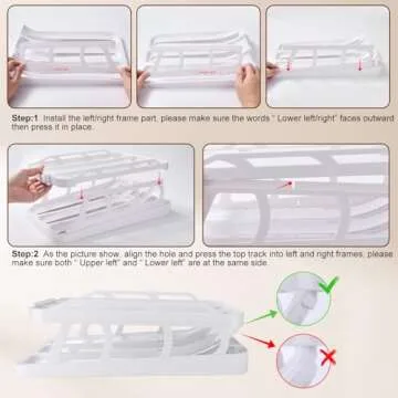 Creative.c Egg Holder for Refrigerator 42 Eggs Storage, 2 Tier Auto Rolling Egg Dispenser, 3 Rows Egg Organizer for Fridge Space Saving Automatic Egg Roller for Kitchen Countertop (White)