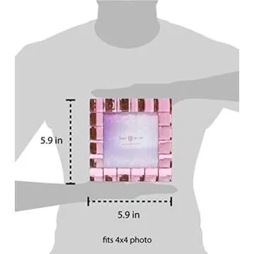 Isaac Jacobs Decorative Sparkling Light Pink Jewel Picture Frame, Photo Display & Home Décor (4x4, Light Pink)
