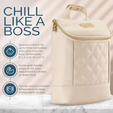 Itzy Ritzy Insulated Bottle Bag – Keeps Bottles Warm or Cool - Holds 3 Bottles & Features Interior Pocket for Ice Pack (Not Included), Milk & Honey