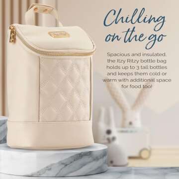 Itzy Ritzy Insulated Bottle Bag – Keeps Bottles Warm or Cool - Holds 3 Bottles & Features Interior Pocket for Ice Pack (Not Included), Milk & Honey