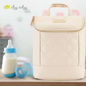 Itzy Ritzy Insulated Bottle Bag – Keeps Bottles Warm or Cool - Holds 3 Bottles & Features Interior Pocket for Ice Pack (Not Included), Milk & Honey