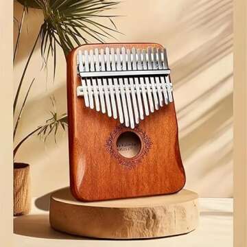 Kalimba Thumb Piano 17 Keys, Portable Mahogany Mbira Finger Piano with Protection Case, Carrying Bag...