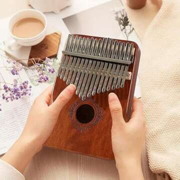 Kalimba Thumb Piano 17 Keys, Portable Mahogany Mbira Finger Piano with Protection Case, Carrying Bag, Instruction, Tune Hammer for Beginners Professional Holiday Gift for Valentine's Day (Dark wood)