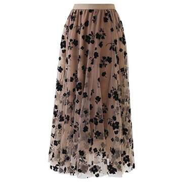 Elegant Caramel 3D Posy Midi Skirt for Women