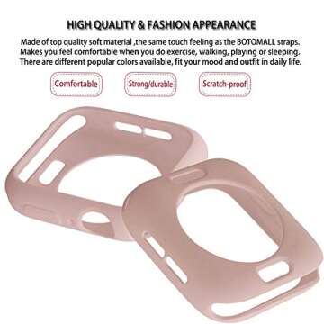 BOTOMALL for Apple Watch Case 40mm Series 6/5/4/SE Premium Soft Flexible TPU Thin Lightweight Protective Bumper for iWatch - Pink Rose