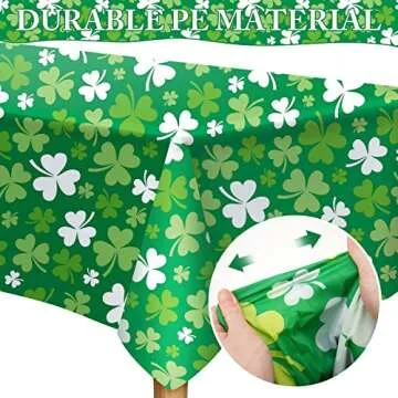CAKKA St Patricks Day Tablecloth Plastic 54x108 Inch, 2 Pack Green Grass Disposable Table Cover, Rectangle Ireland Table Cloth for St Patrick's Day Table Decor Decoration