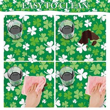 CAKKA St Patricks Day Tablecloth Plastic 54x108 Inch, 2 Pack Green Grass Disposable Table Cover, Rectangle Ireland Table Cloth for St Patrick's Day Table Decor Decoration