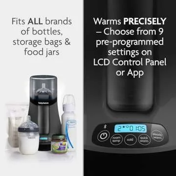 Baby Brezza Smart Baby Bottle Warmer, Breastmilk Warmer + Defroster + Baby Food Warmer - Universal Fit for All Baby Bottle Sizes and Types, Breastmilk Bags + Food Jars - Bluetooth Control, Charcoal
