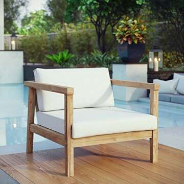 Modway Bayport Teak Wood Outdoor Patio Armchair - Stylish Comfort for Any Space