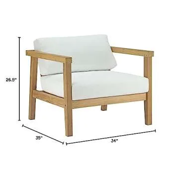 Modway Bayport Teak Wood Patio Armchair - Elegant & Durable