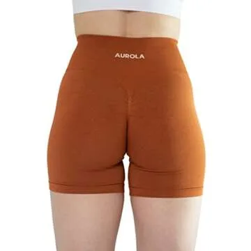 AUROLA Intensify Workout Shorts for Women Seamless Scrunch Short Gym Yoga Running Sport Active Exercise Fitness Shorts(M,Gold Fire)