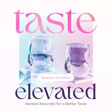 Dragon Glassware Stemless Wine Glasses - 16 oz Stemless Wine Glass Set with Finger Indentations - Set of 2 Iridescent Glassware - Aerates Naturally